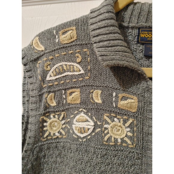 Vintage Woolrich XLarge Sage Green Sun Full Zip Sleeveless Sweater Vest Pockets - Picture 3 of 7